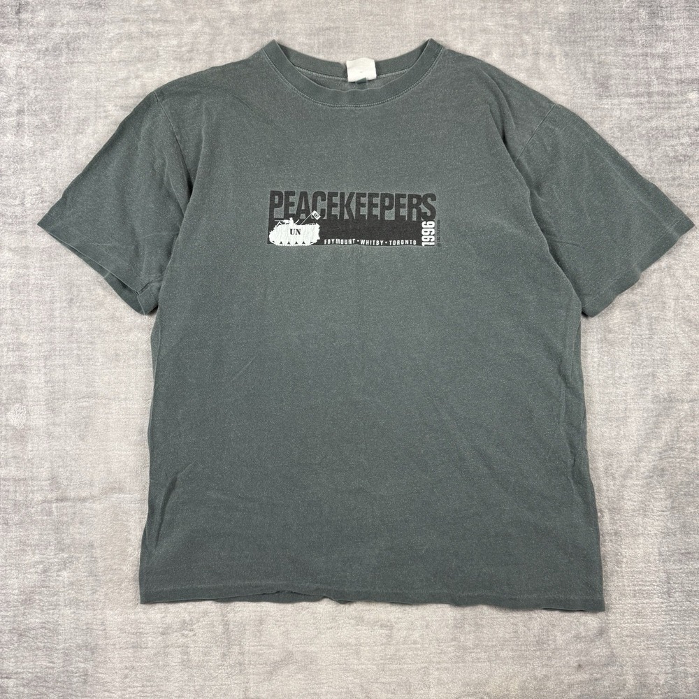 Vtg United Nations Shirt Mens Large Green Peacekeepers 1996 Canadian Military